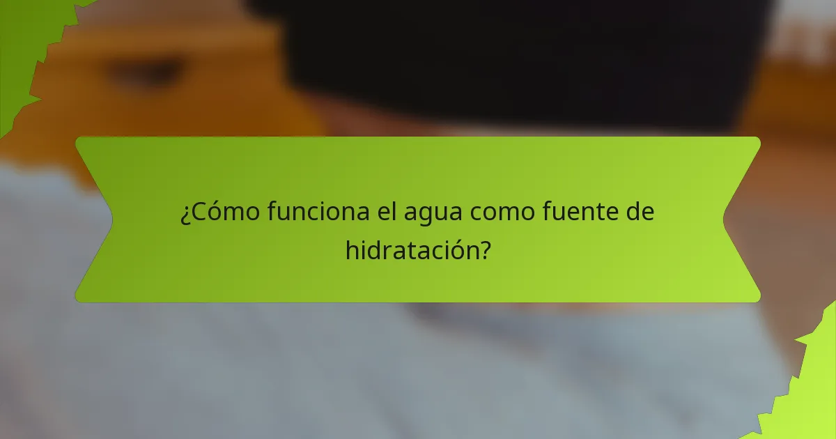 ¿Cómo funciona el agua como fuente de hidratación?