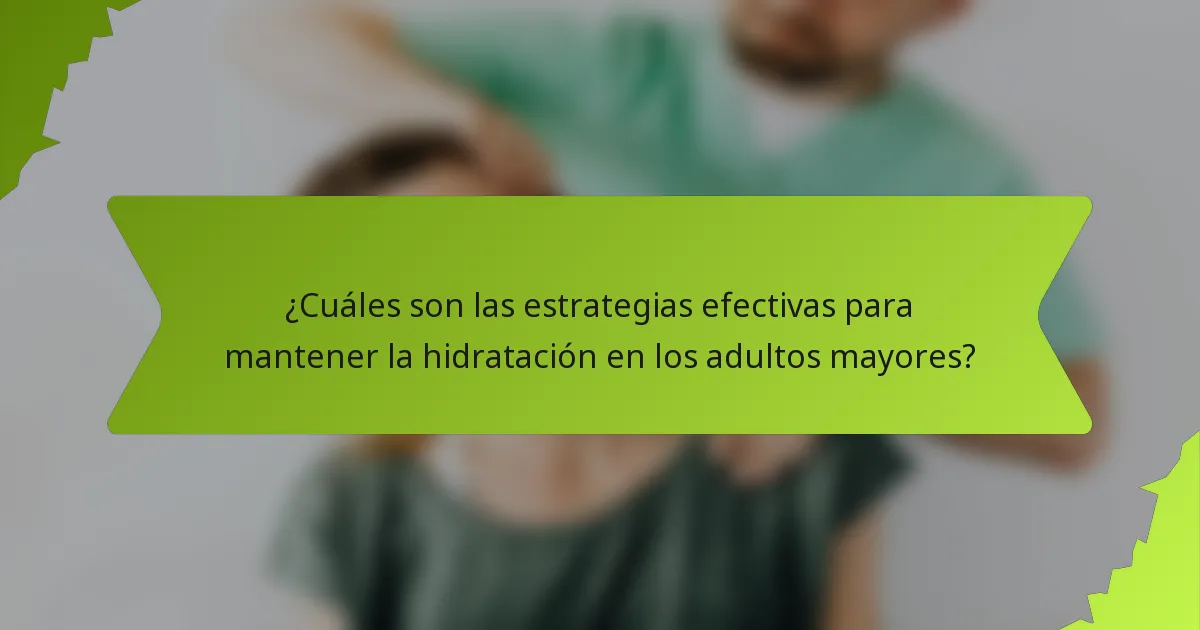 ¿Cuáles son las estrategias efectivas para mantener la hidratación en los adultos mayores?